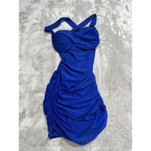 Babe Bodycon Dress Women's Size Small Blue Lightly Padded Sleeveless EUC
